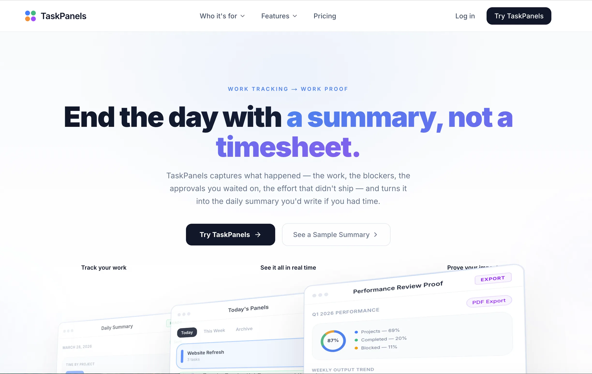 TaskPanels.app — Daily Summary Tool